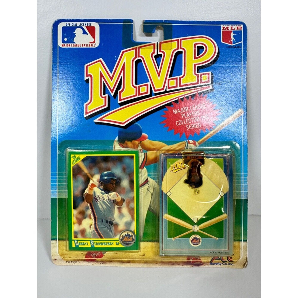 Darryl Strawberry‎ 1990 Ace Novelty MVP Baseball Pin Score Card NY Mets Vintage